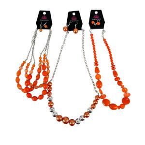 Lot of 3 Paparazzi Orange Necklace & Earring Sets Costume Jewelry